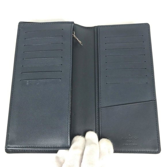 Auth LOUIS VUITTON M41899 Cuir-ombre Portefeuille Brazza Bifold Long Wallet Navy - Picture 4 of 11